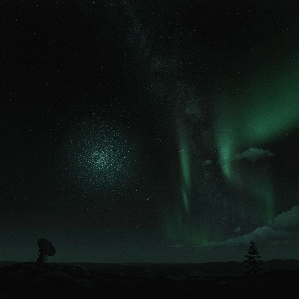 Mars and the Beehive Cluster shine under an aurora in NASA image